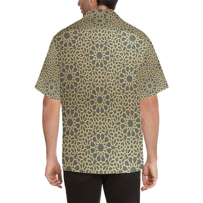 Arabic Star Gold Pattern Mens All Over Print Hawaiian Shirt