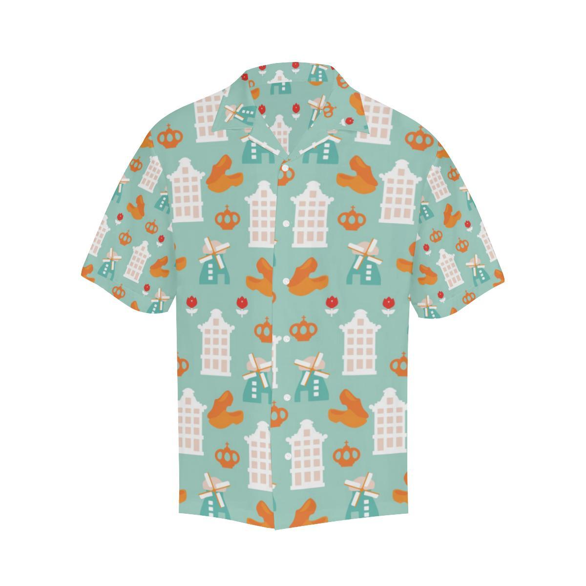 Windmill Pattern Theme Mens All Over Print Hawaiian Shirt