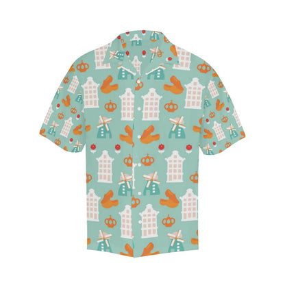 Windmill Pattern Theme Mens All Over Print Hawaiian Shirt