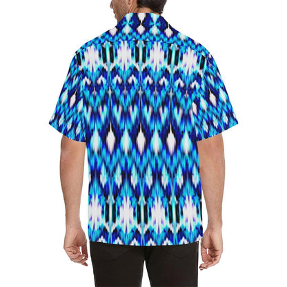 Ikat Blue Pattern Print Design Hawaiian Shirt