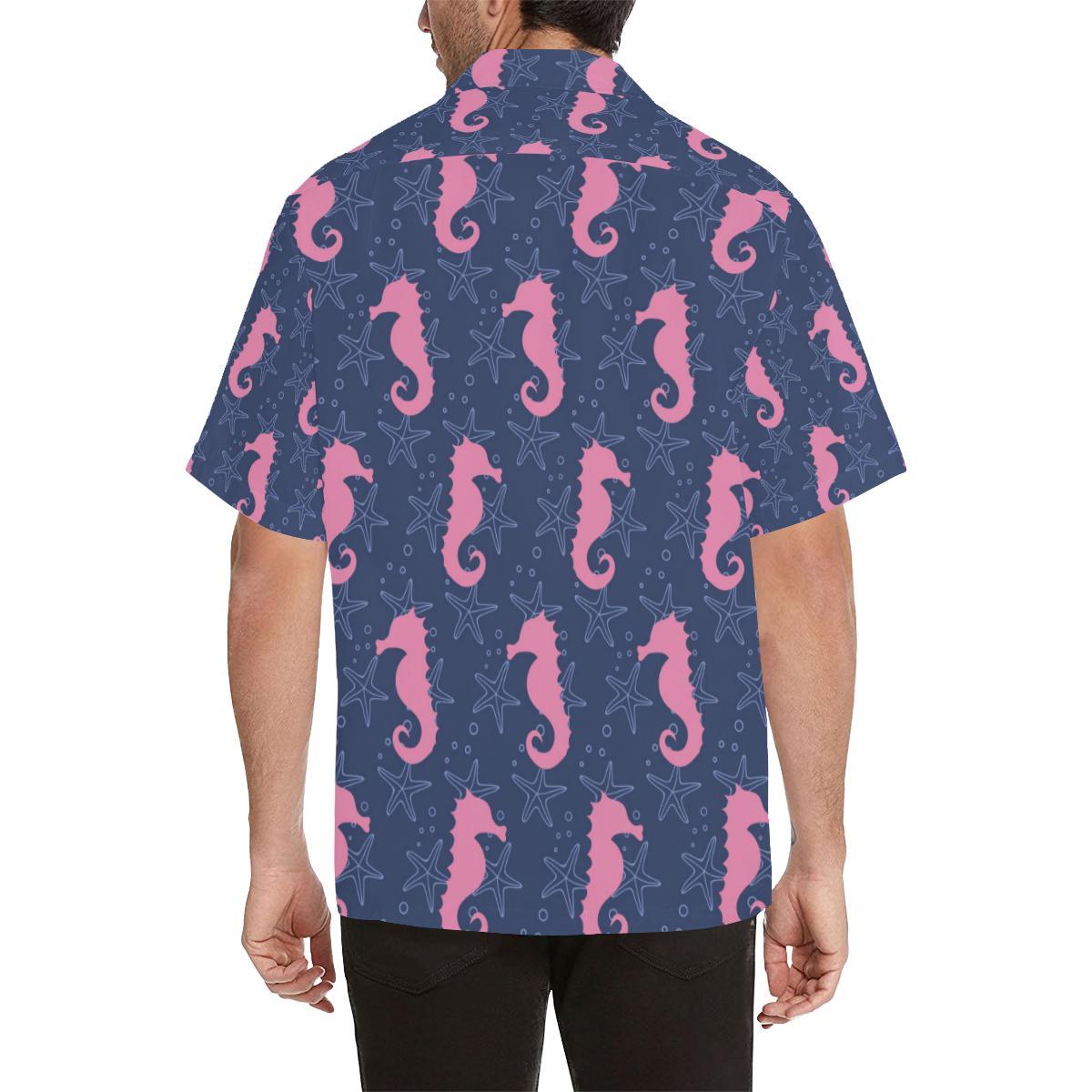 Seahorse Pink Pattern Print Design Hawaiian Shirt