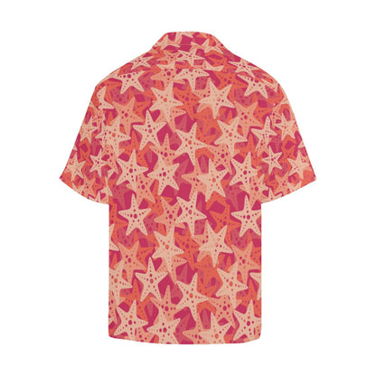 Starfish Red Theme Pattern Mens All Over Print Hawaiian Shirt