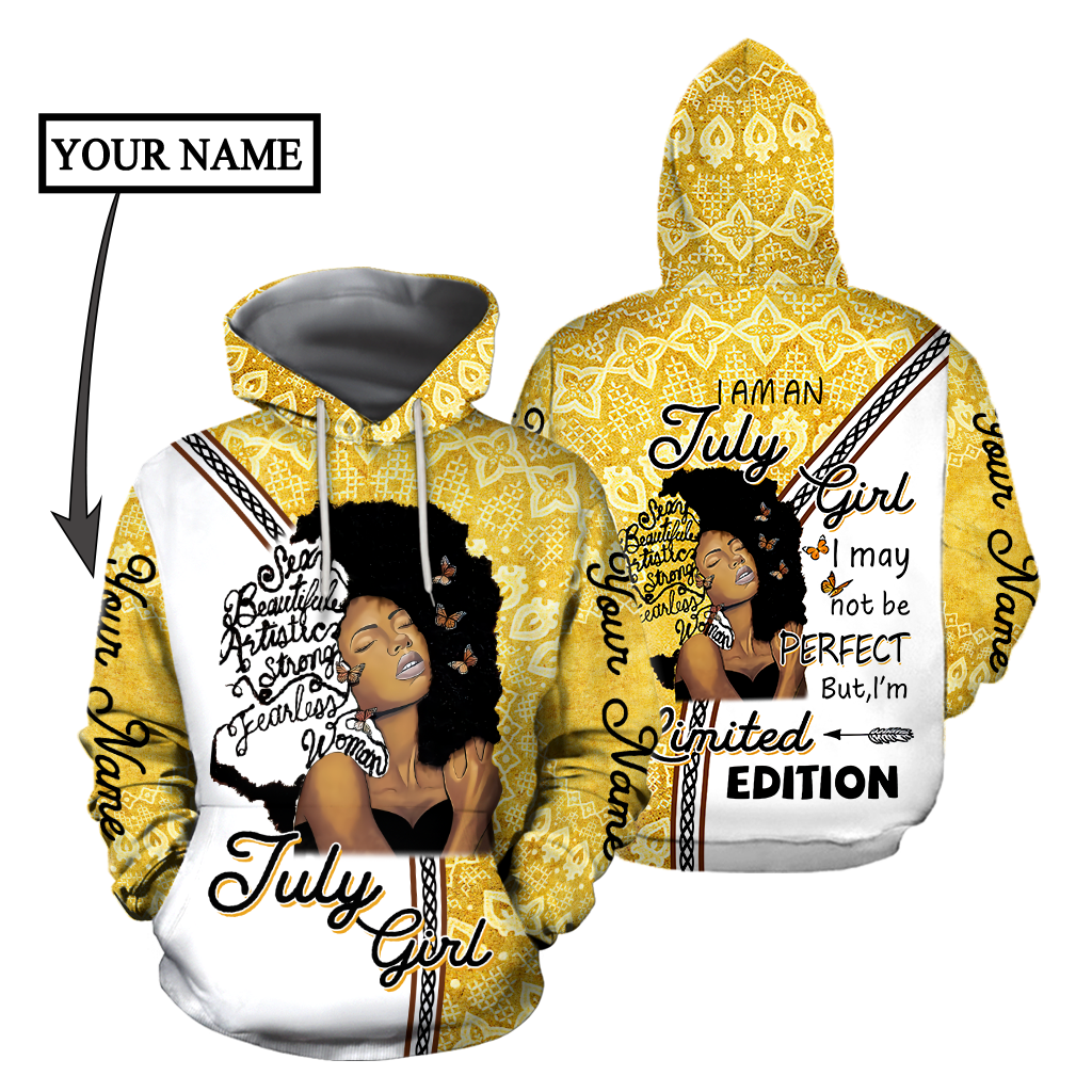 July Girl Personalized Name All Over Print Unisex Hoodie