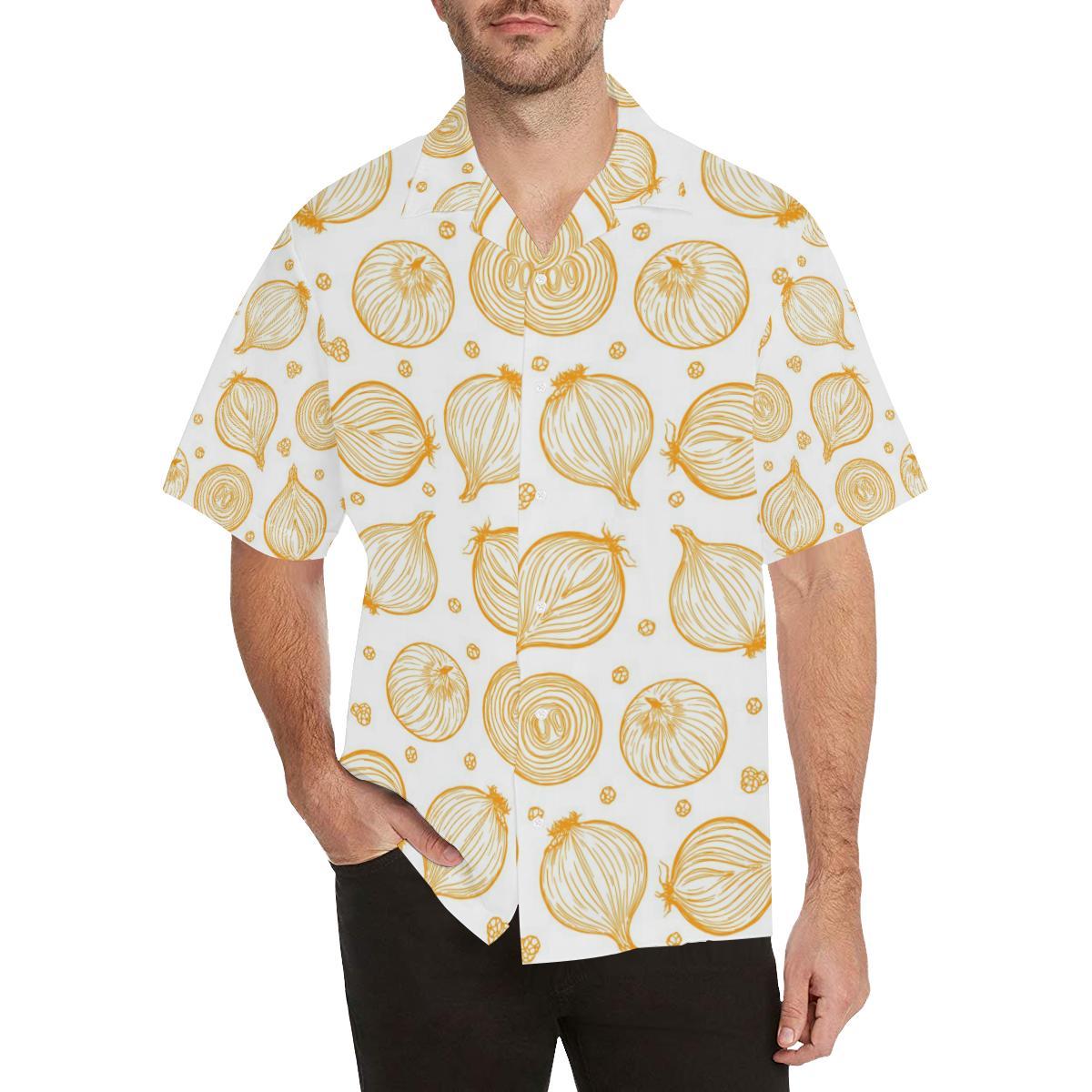 Hand Drawn Onion Pattern Mens All Over Print Hawaiian Shirt