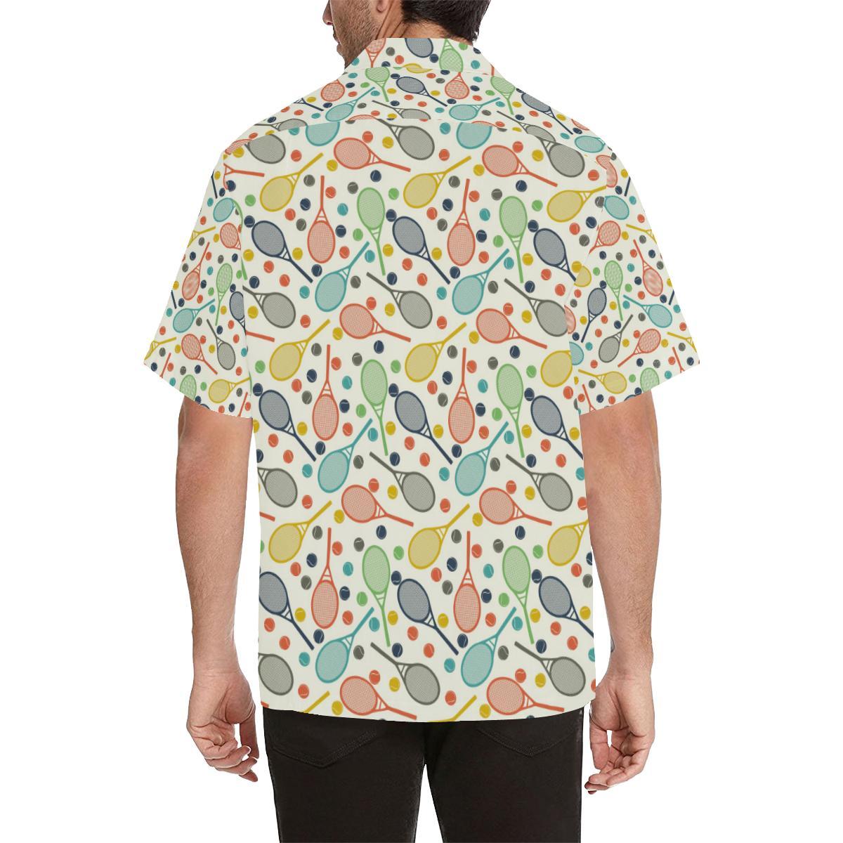 Tennis Pattern Print Design 03 Mens All Over Hawaiian Shirt