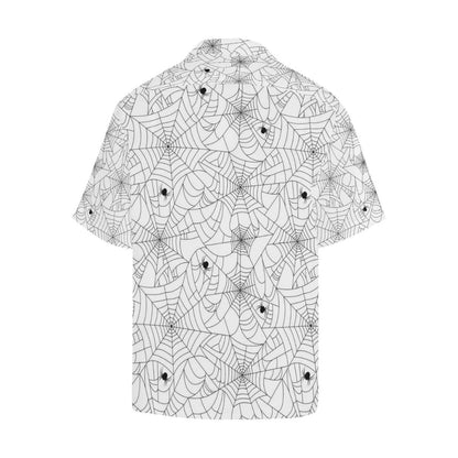 Spider Web Cobweb Pattern White Background Mens All Over Print Hawaiian Shirt