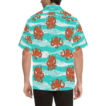 Octopuses Sea Wave Background Mens All Over Print Hawaiian Shirt