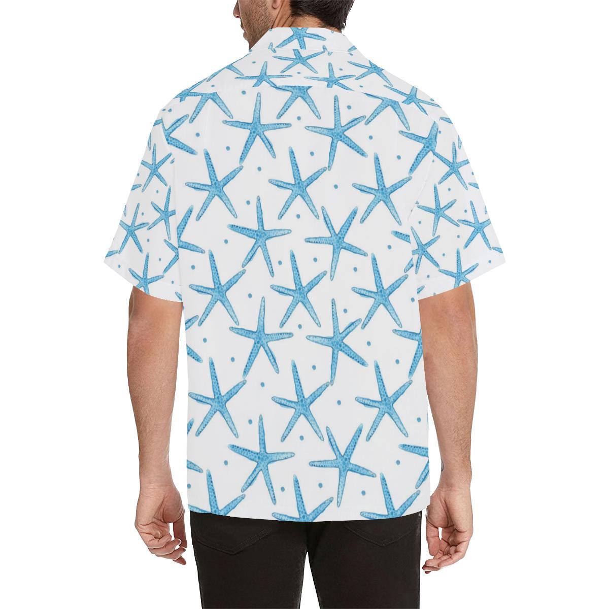 Watercolor Starfish Pattern Mens All Over Print Hawaiian Shirt