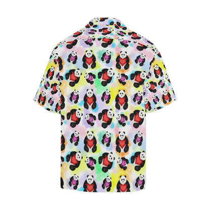 Panda Cute Heart Pattern Mens All Over Print Hawaiian Shirt