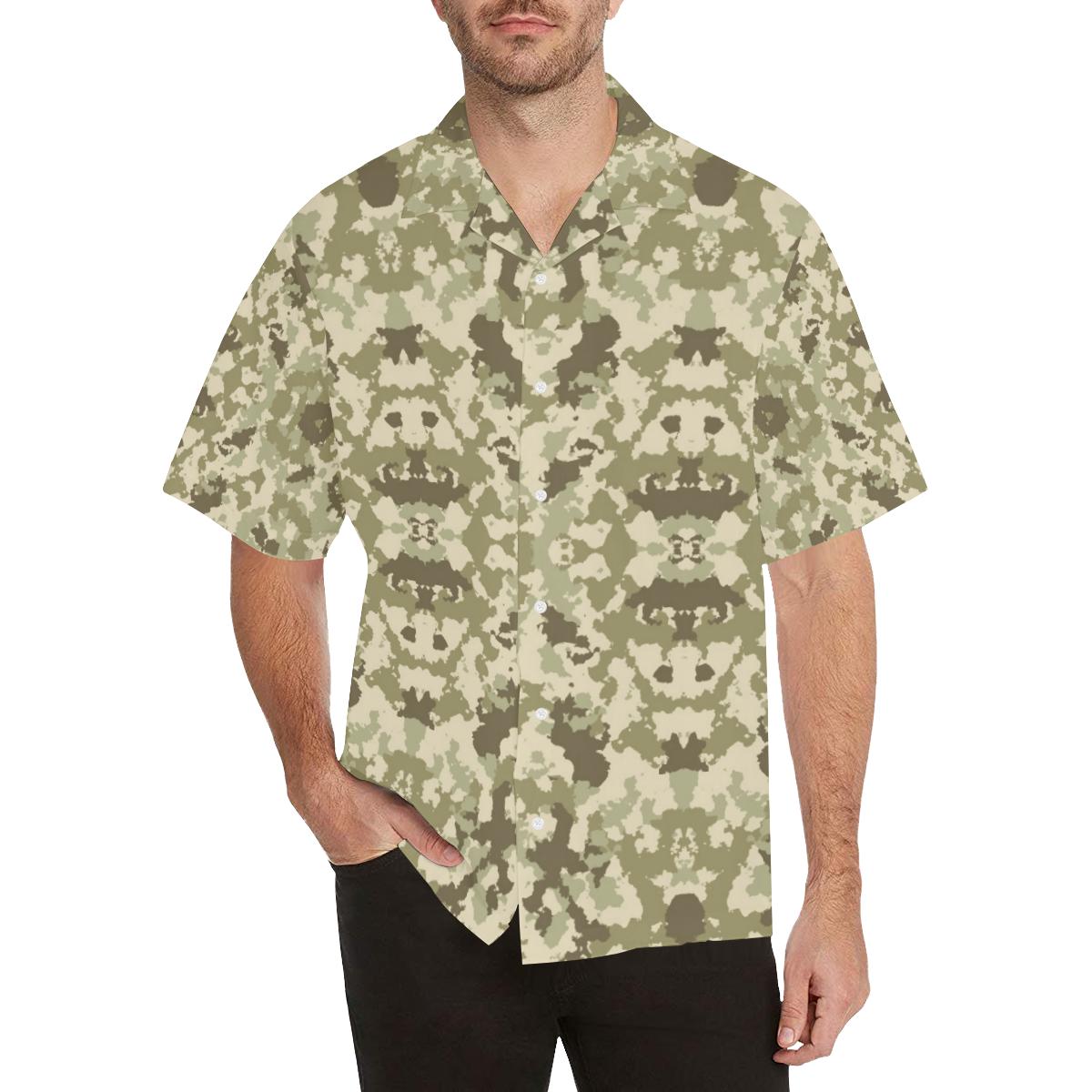 Light Green Camouflage Pattern Mens All Over Print Hawaiian Shirt