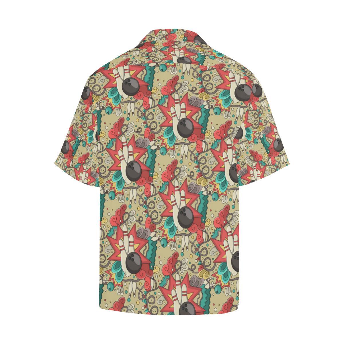 Bowling Pattern Background Mens All Over Print Hawaiian Shirt
