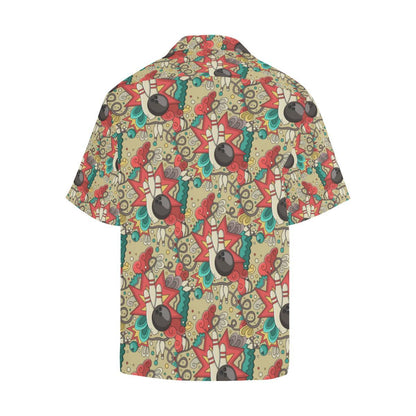 Bowling Pattern Background Mens All Over Print Hawaiian Shirt