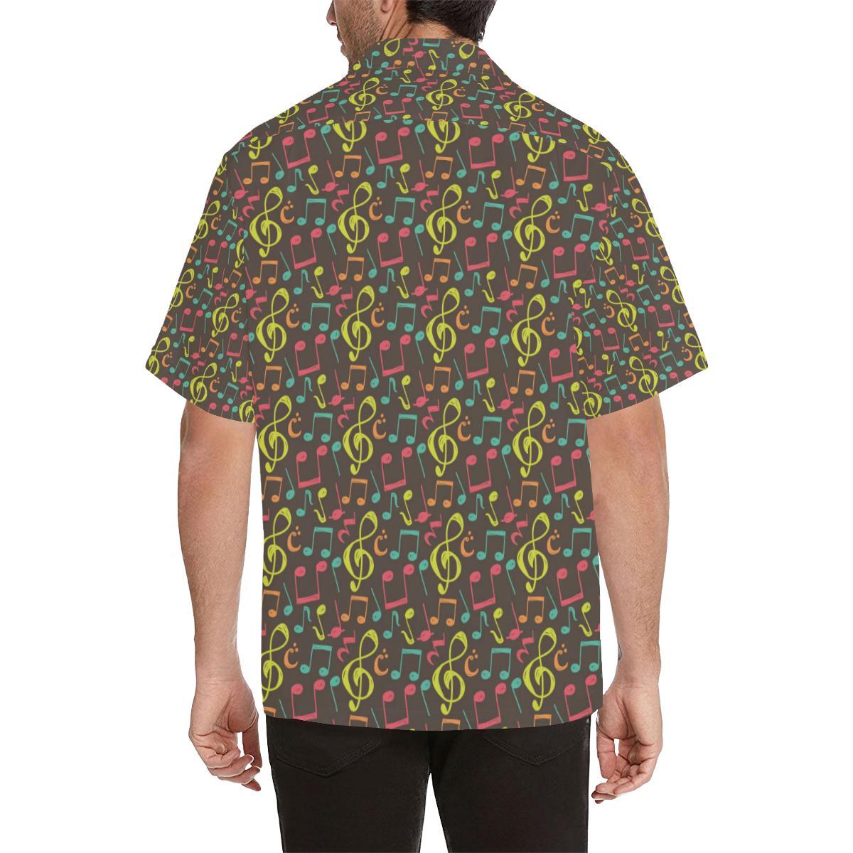 Music Notes Pattern Print Design 05 Mens All Over Hawaiian Shirt