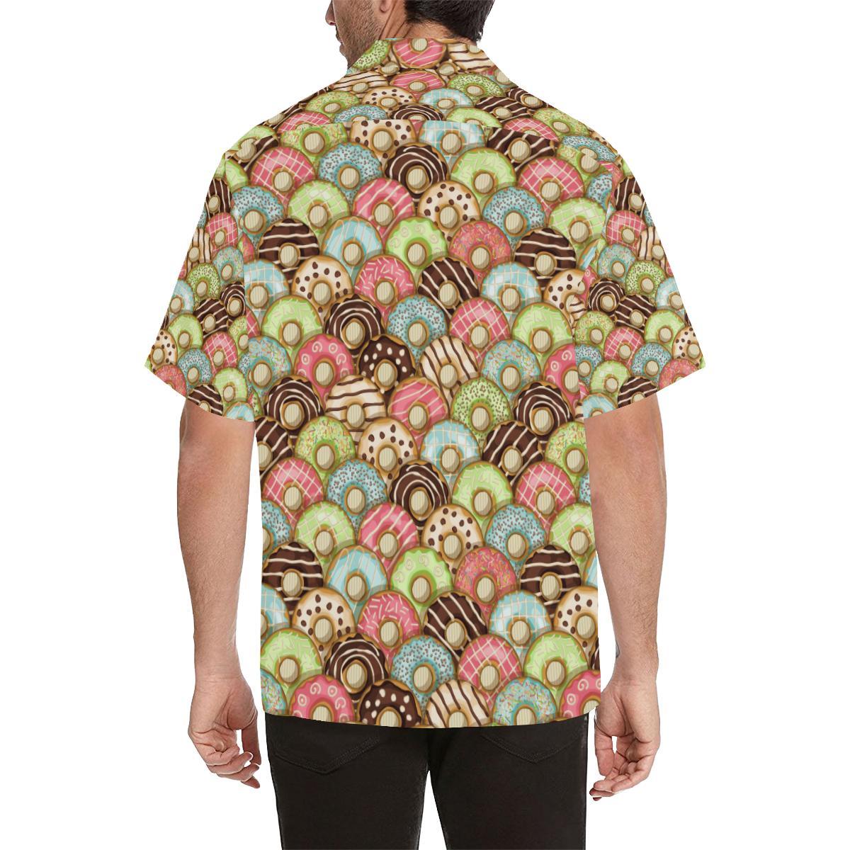 Donut Pattern Background Mens All Over Print Hawaiian Shirt