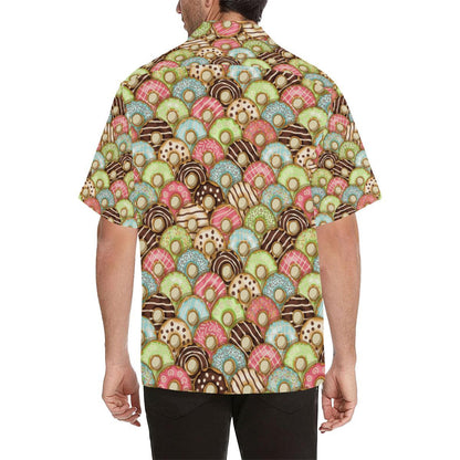 Donut Pattern Background Mens All Over Print Hawaiian Shirt