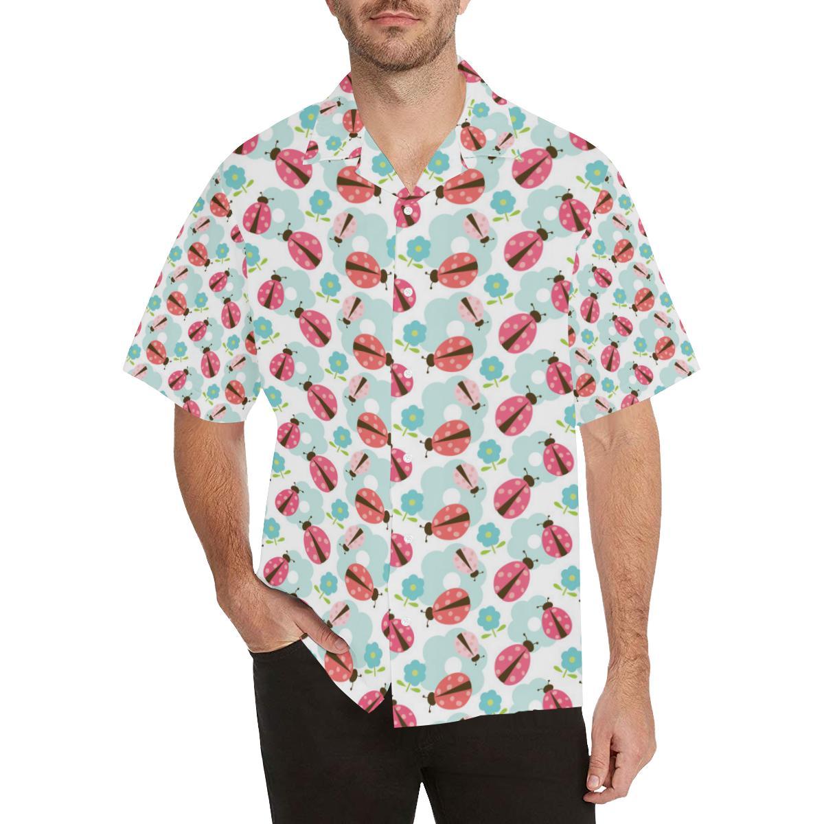 Ladybug Pattern Print Design 03 Mens All Over Hawaiian Shirt