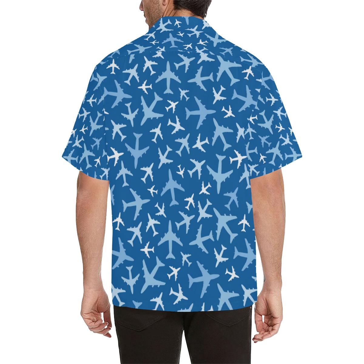 Airplane Pattern In The Sky Mens All Over Print Hawaiian Shirt