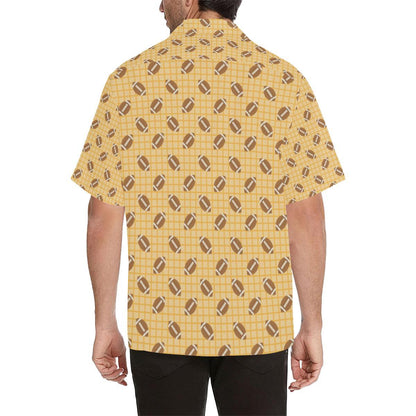 American Football Ball Pattern Yellow Background Mens All Over Print Hawaiian Shirt