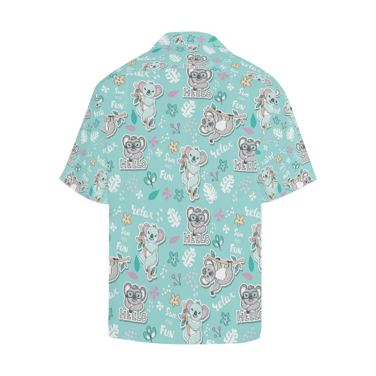 Cute Koalas Blue Background Pattern Mens All Over Print Hawaiian Shirt