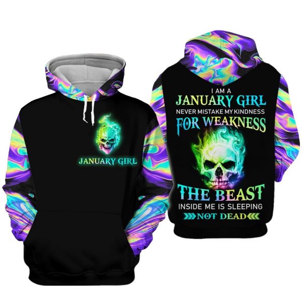 January Girl 3D All Over Printed Unisex Hoodie US Size Clothes