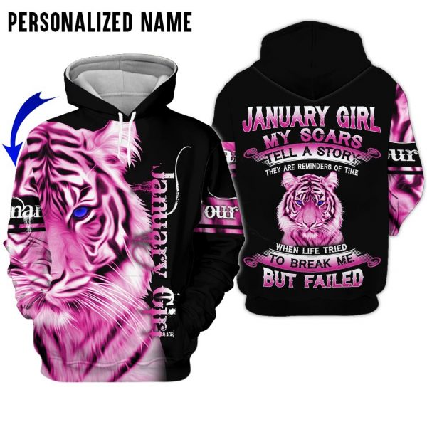 Personalized Name January Girl 3D All Over Printed Unisex Hoodie US Size