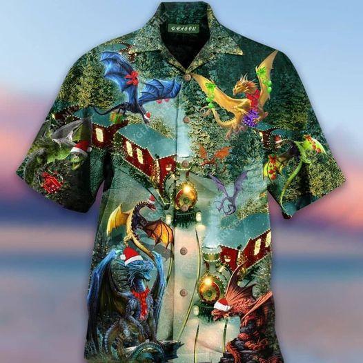 Dragons Christmas Train Hawaiian Shirt | For Men & Women | Adult | HW2180