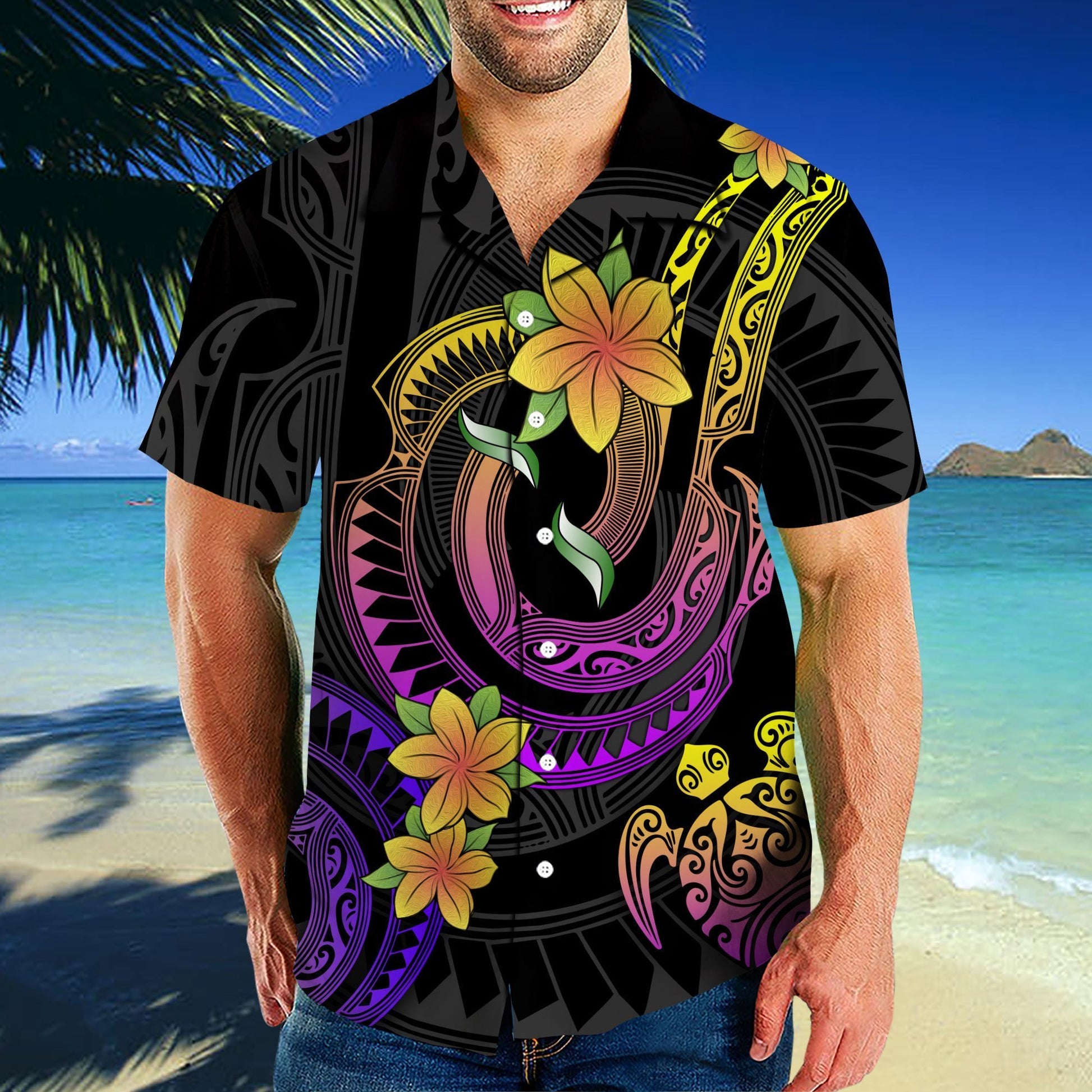 Amazing Polynesian Frangipani Flower Hawaii Shirt Hawaiian