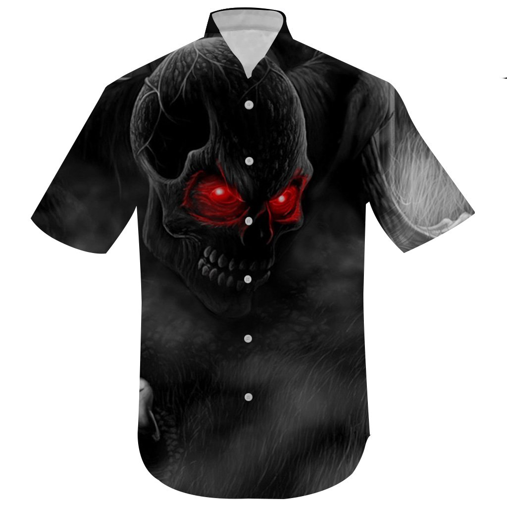 Dark Creepy Skull Hawaiian Shirt