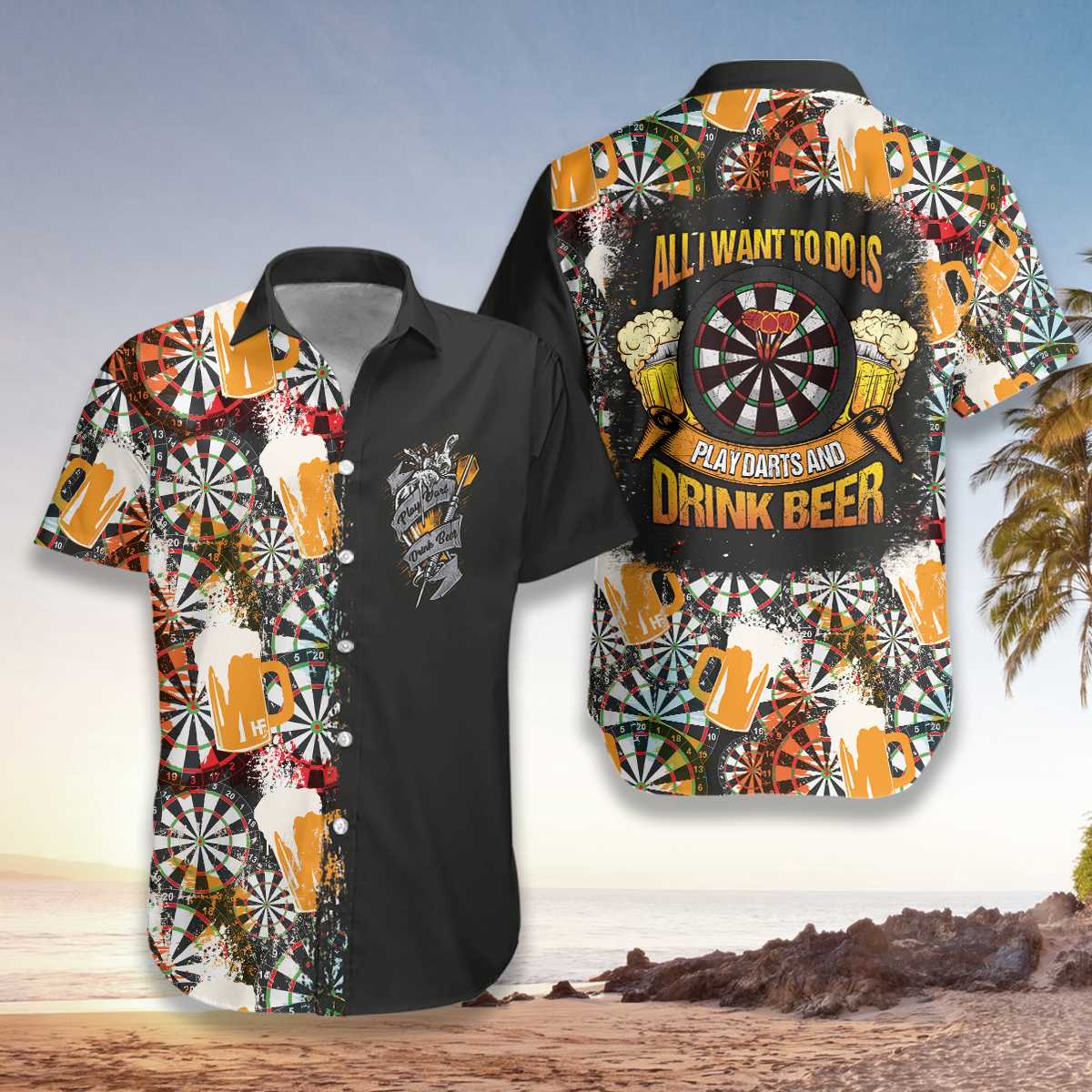 All I Want To Do Is Darts and Beer Hawaiian Aloha Shirts #Dh