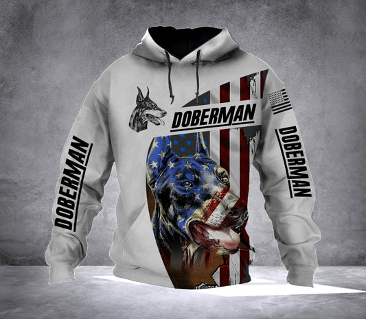 Doberman Dog Amercan Flag 4th of July Patriot Full Printing Hoodie shirt - IPH555 Hoodie