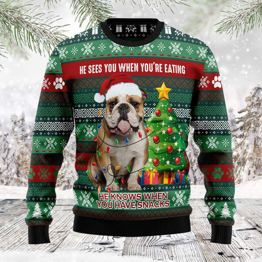 Dog And Tree Merry Christmas Ugly Christmas Sweater 