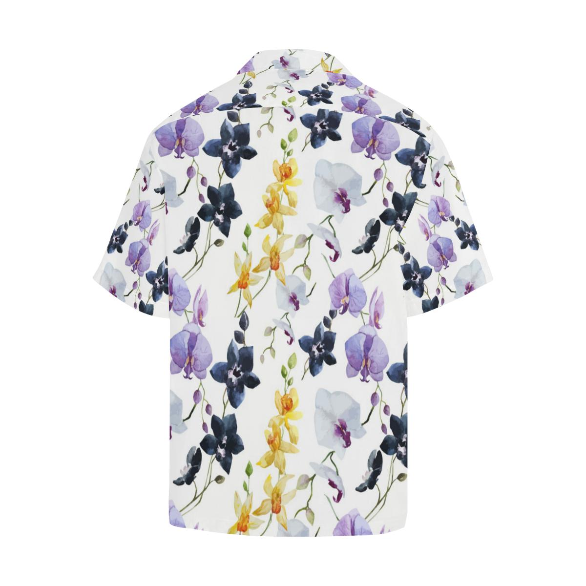 Orchid Pattern Background Mens All Over Print Hawaiian Shirt
