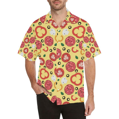 Pizza Tomato Salami Texture Pattern Mens All Over Print Hawaiian Shirt