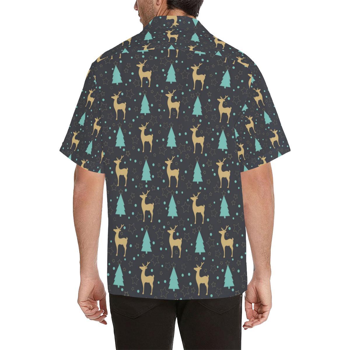 Deers Star Tree Pattern Mens All Over Print Hawaiian Shirt
