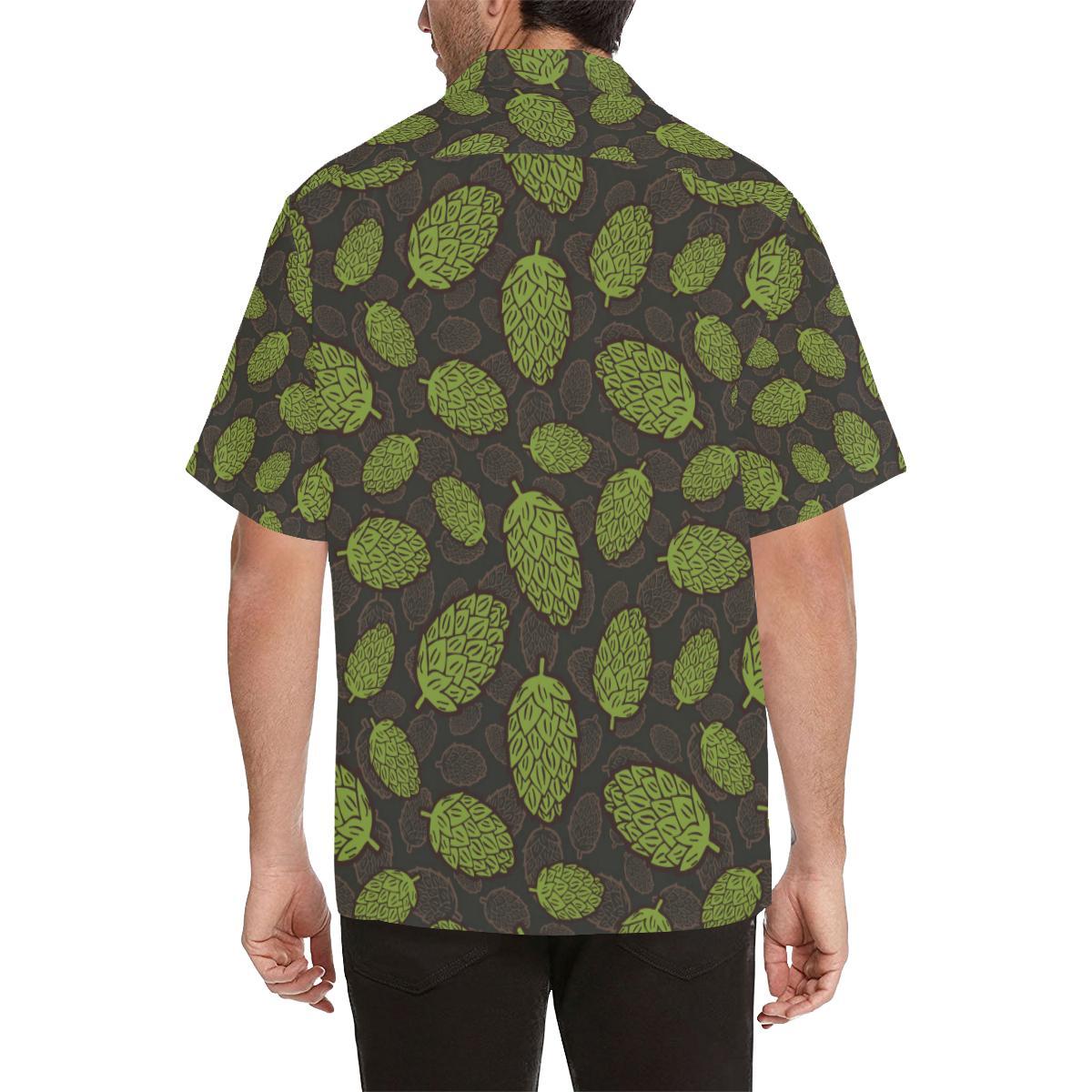 Hop Pattern Black Background Mens All Over Print Hawaiian Shirt