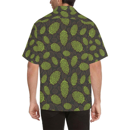 Hop Pattern Black Background Mens All Over Print Hawaiian Shirt