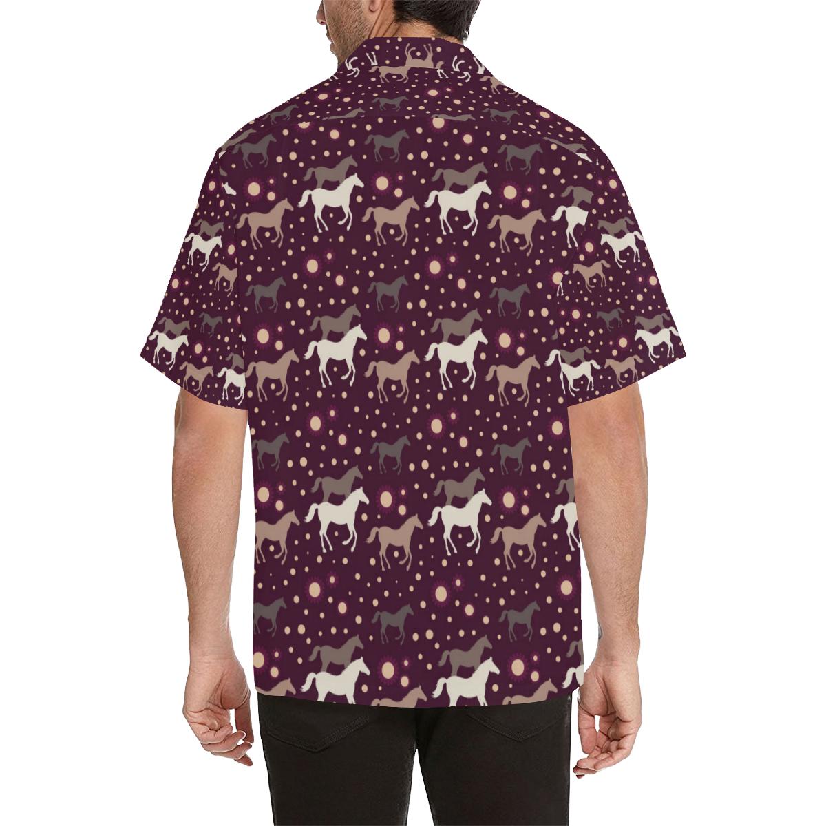 Horse Pattern Background Mens All Over Print Hawaiian Shirt