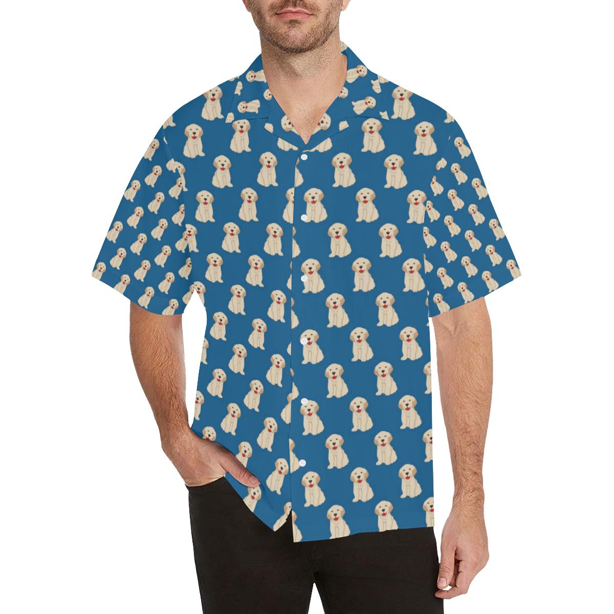 Golden Retriever Pattern Print Design 03 Mens All Over Hawaiian Shirt