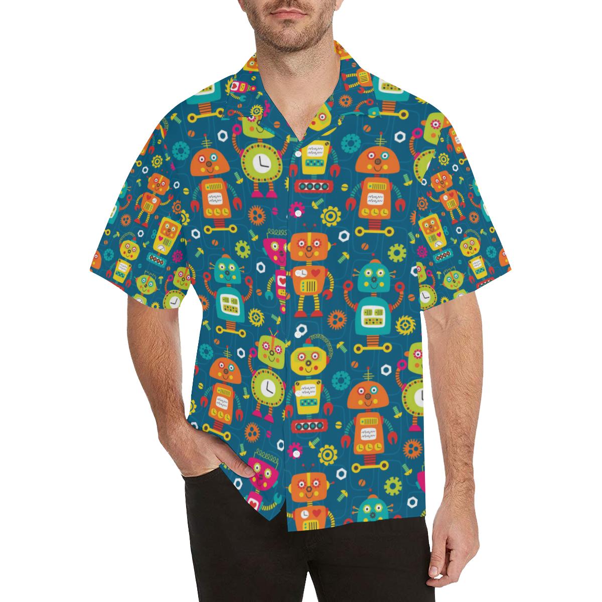 Robot Pattern Print Design A Hawaiian Shirt