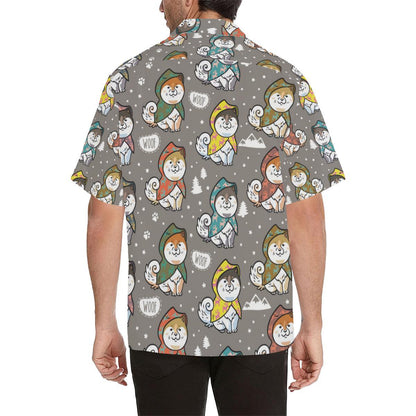 Cute Siberian Husky Raincoat Pattern Mens All Over Print Hawaiian Shirt