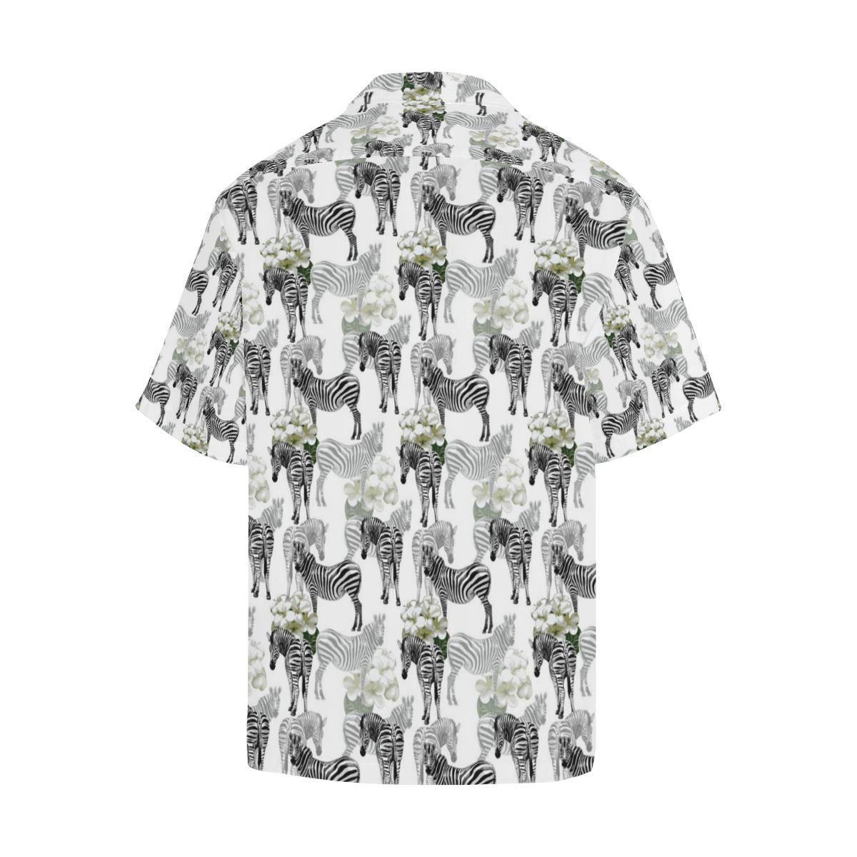 Zebra Pattern Mens All Over Print Hawaiian Shirt