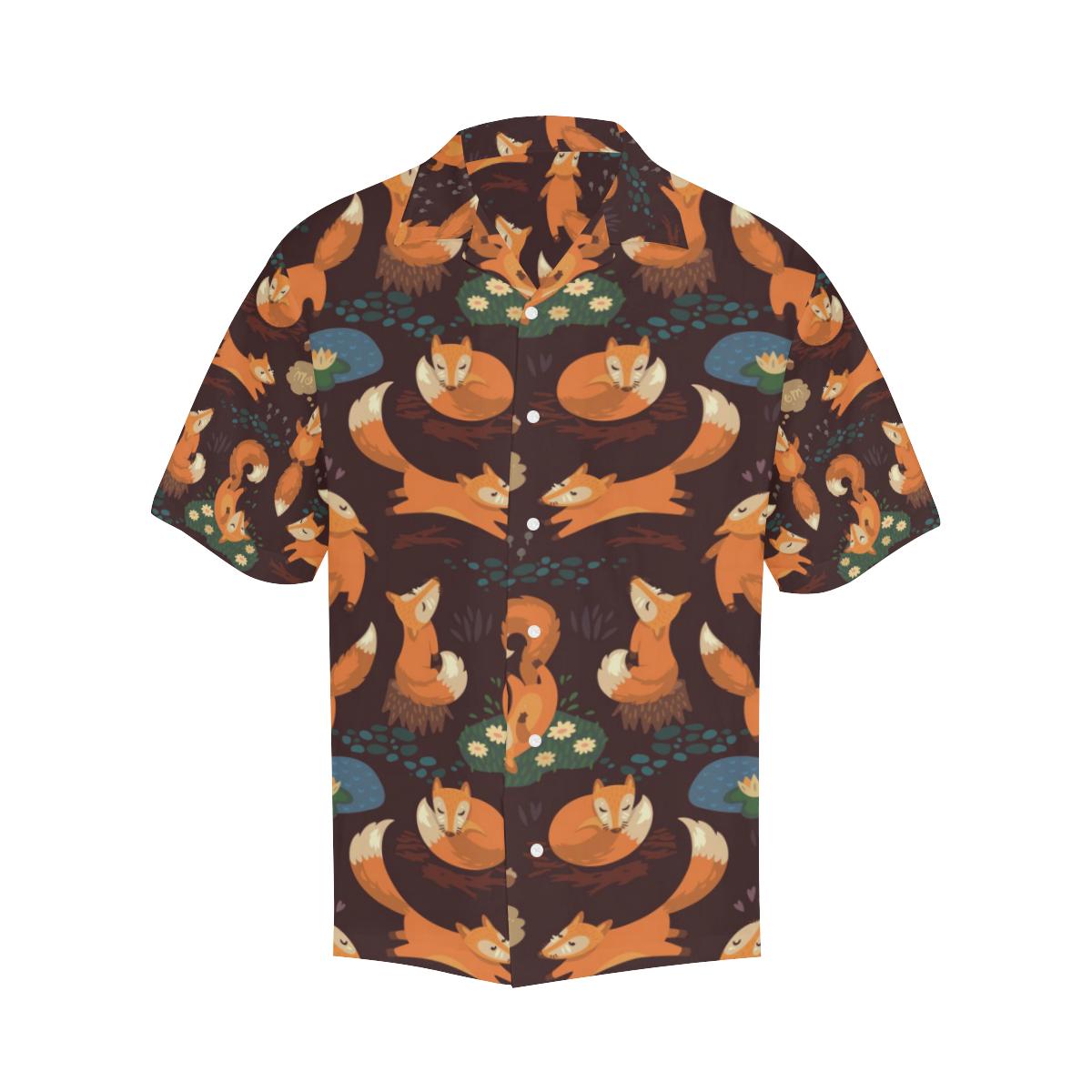 Fox Pattern Mens All Over Print Hawaiian Shirt