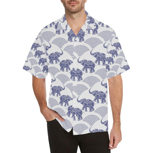 Elephant Pattern Background Mens All Over Print Hawaiian Shirt