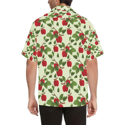 Red Apples Leaves Pattern Mens All Over Print Hawaiian Shirt