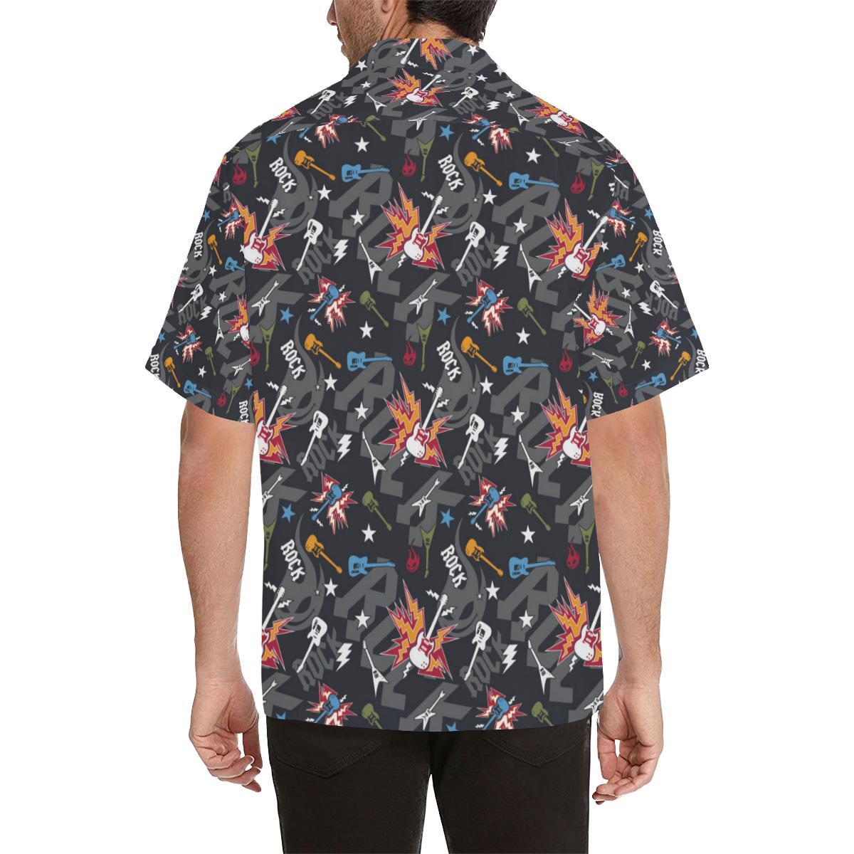 Rock And Roll Pattern Print Design A Hawaiian Shirt