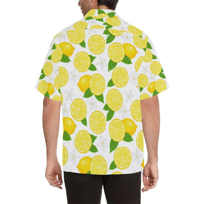 Lemon Flower Pattern Mens All Over Print Hawaiian Shirt