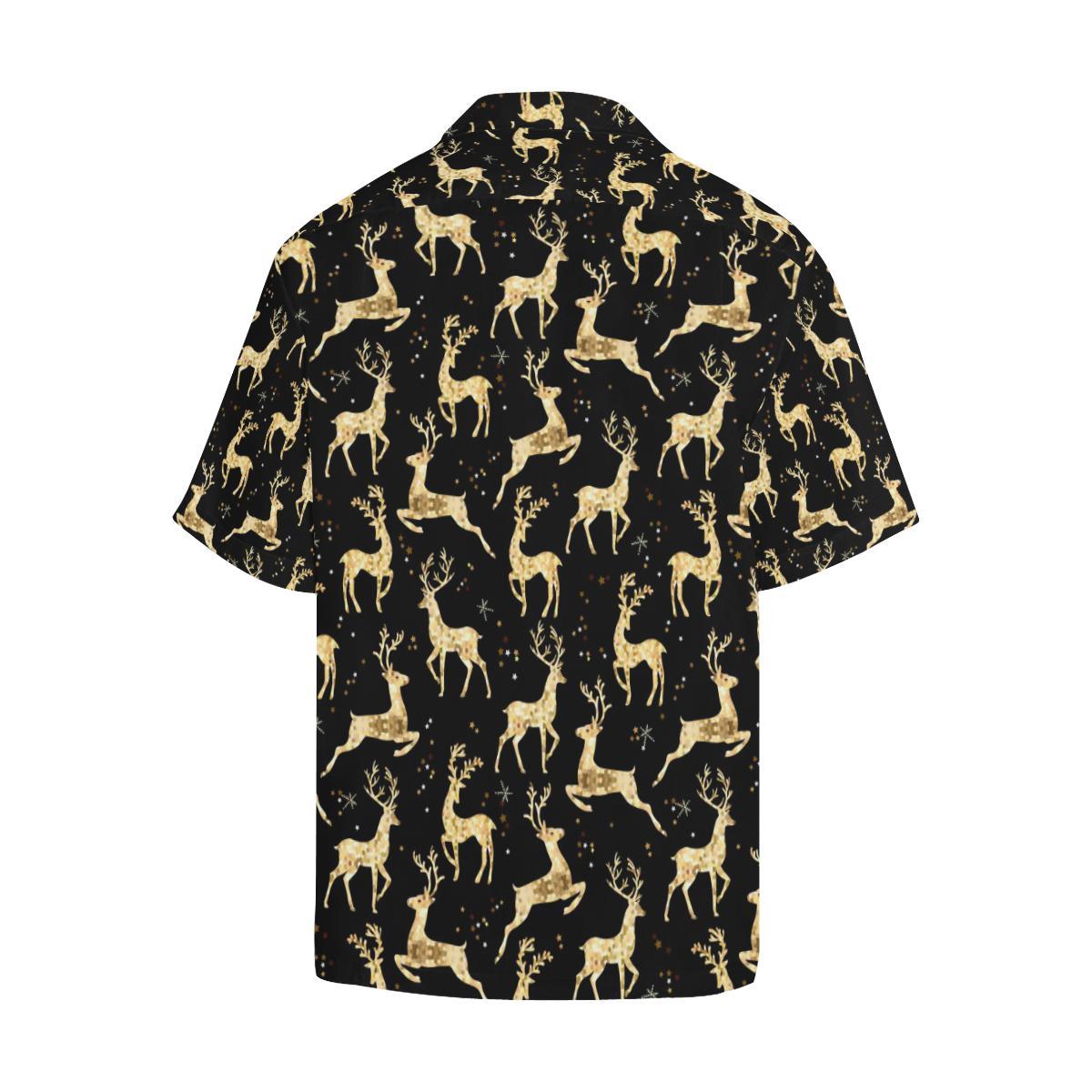 Gold Deer Pattern Mens All Over Print Hawaiian Shirt