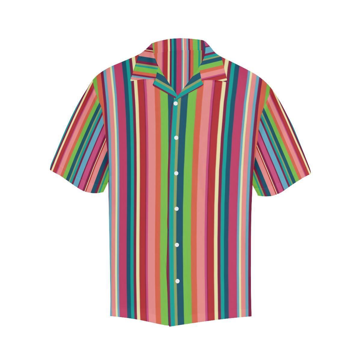 Rainbow Stripe Pattern Mens All Over Print Hawaiian Shirt