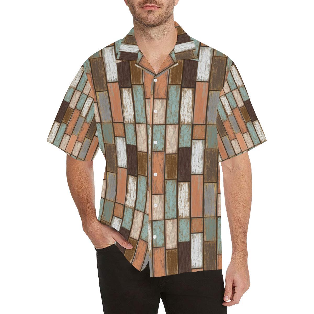 Wood Printed Pattern Print Design 02 Mens All Over Hawaiian Shirt