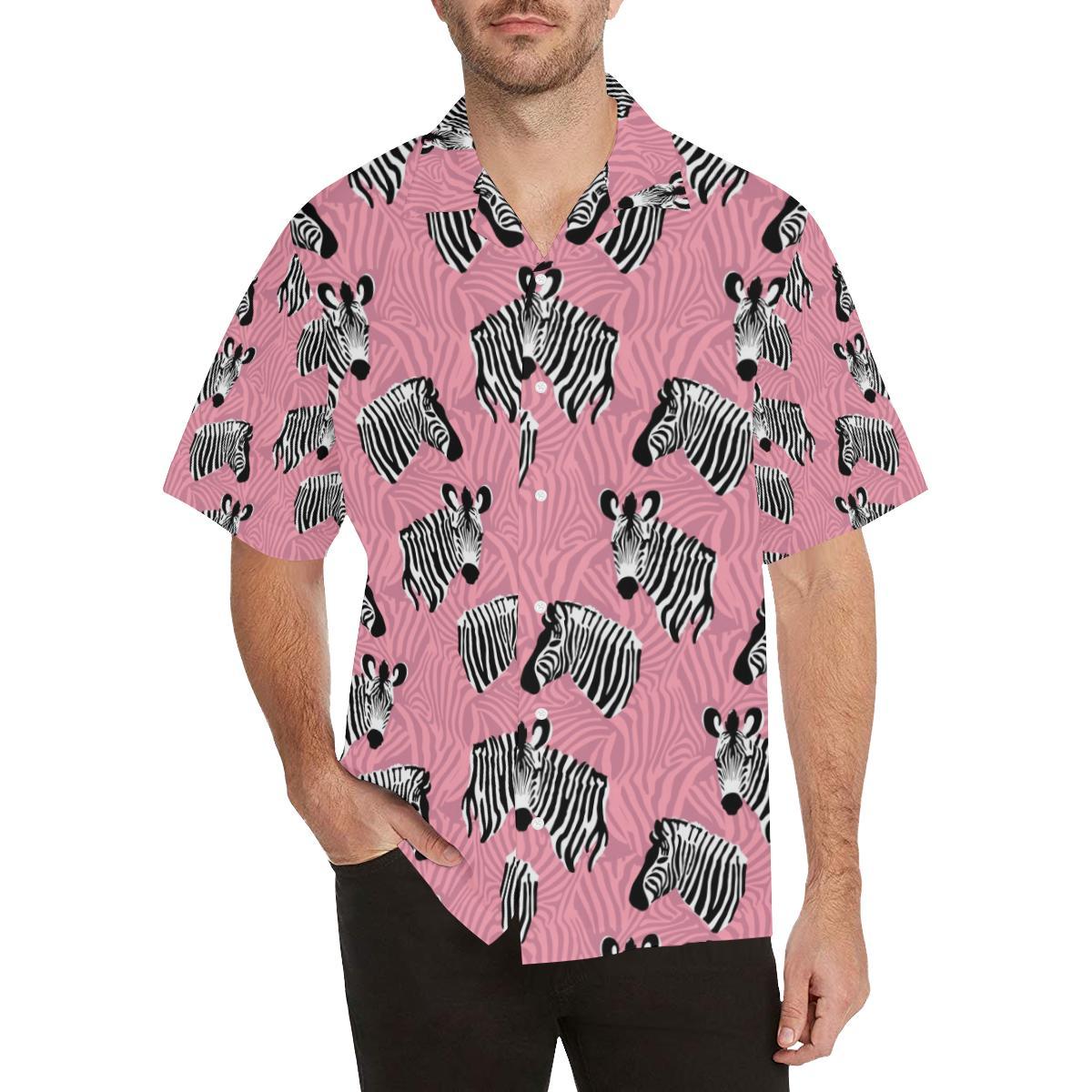 Zebra Head Pattern Mens All Over Print Hawaiian Shirt